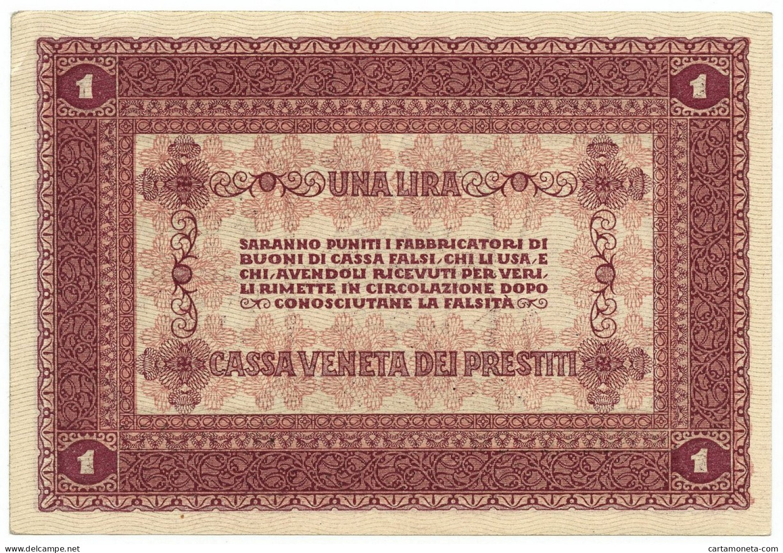 1 LIRA CASSA VENETA DEI PRESTITI OCCUPAZIONE AUSTRIACA 02/01/1918 SUP - Besetzung Venezia