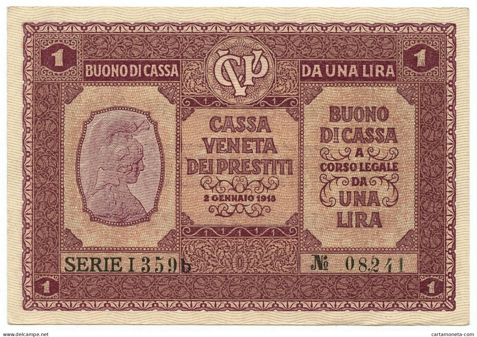 1 LIRA CASSA VENETA DEI PRESTITI OCCUPAZIONE AUSTRIACA 02/01/1918 SUP - Oostenrijkse Bezetting Van Venetië