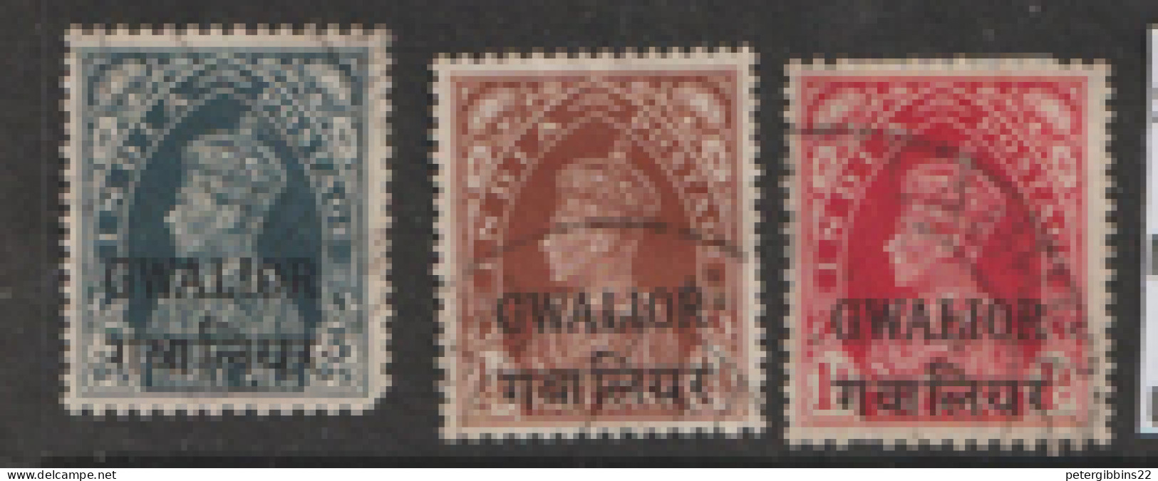 India  Gwalior  1938    Various Values  Fine Used - Gwalior