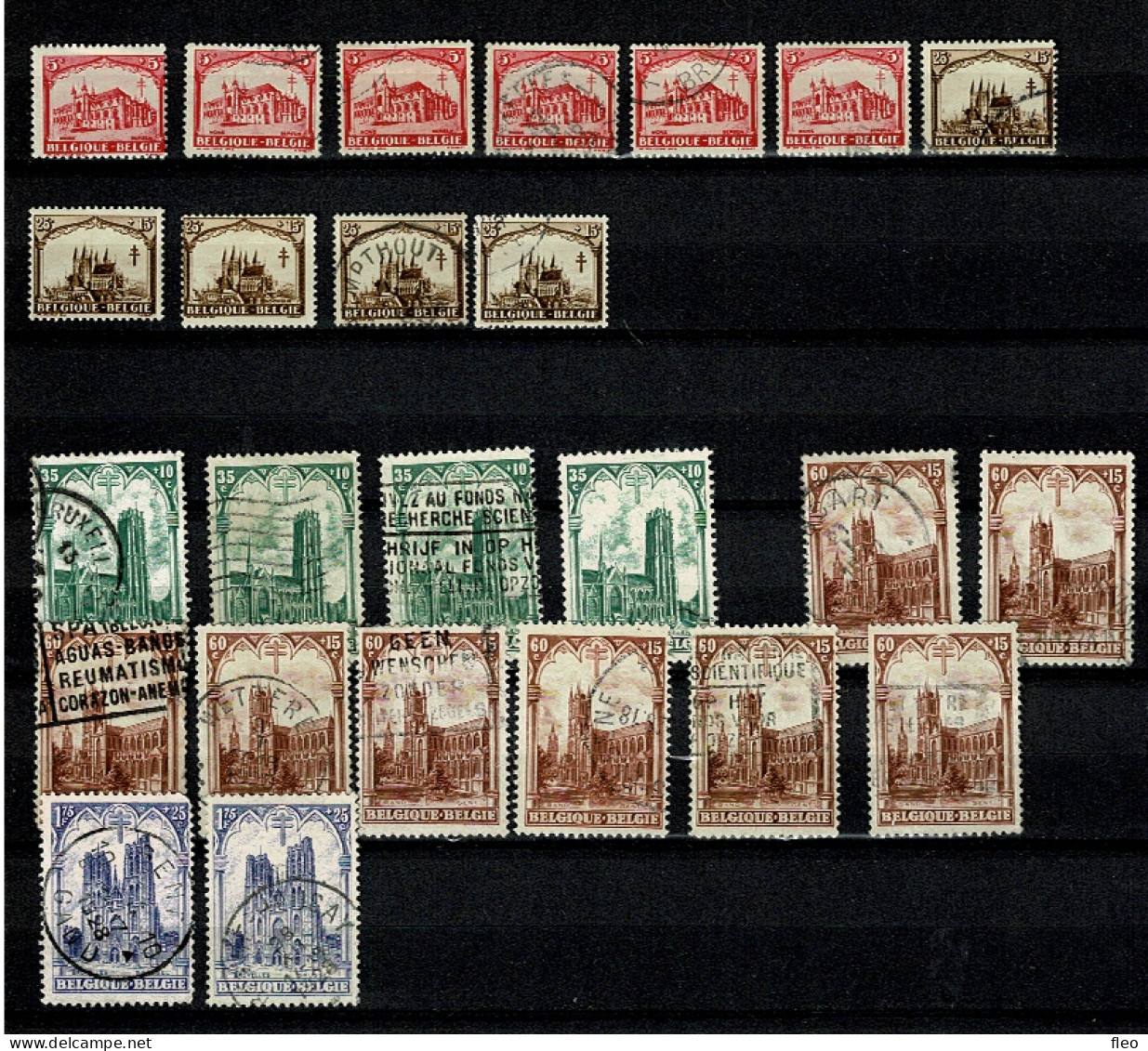 1928 267/271° (25 Timbres) : Les Cathédrales - Usati