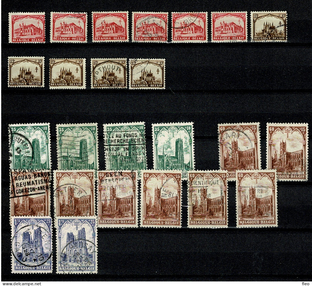 1928 267/271° (25 Timbres) : Les Cathédrales - Used Stamps