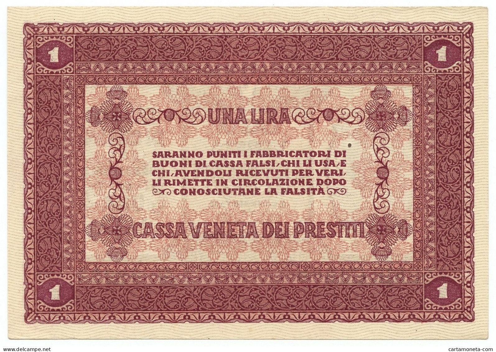 1 LIRA CASSA VENETA DEI PRESTITI OCCUPAZIONE AUSTRIACA 02/01/1918 QFDS - Occupazione Austriaca Di Venezia