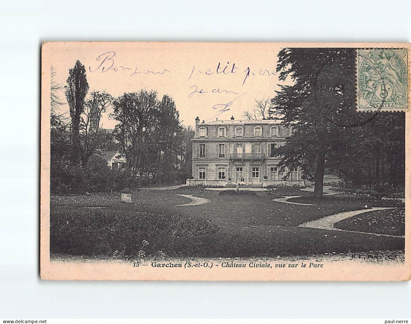 GARCHES : Château Civiale, Vue Sur Le Parc - état - Garches