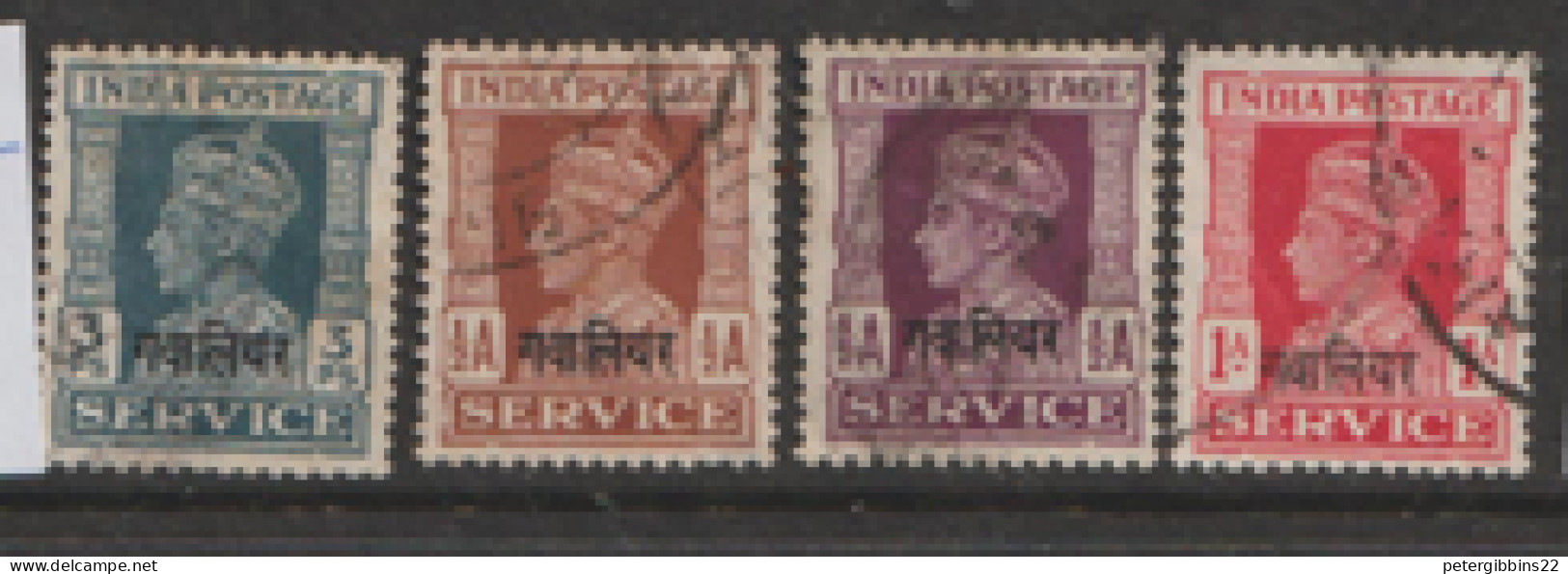 India  Gwalior  1940    Various Values  Fine Used - Gwalior