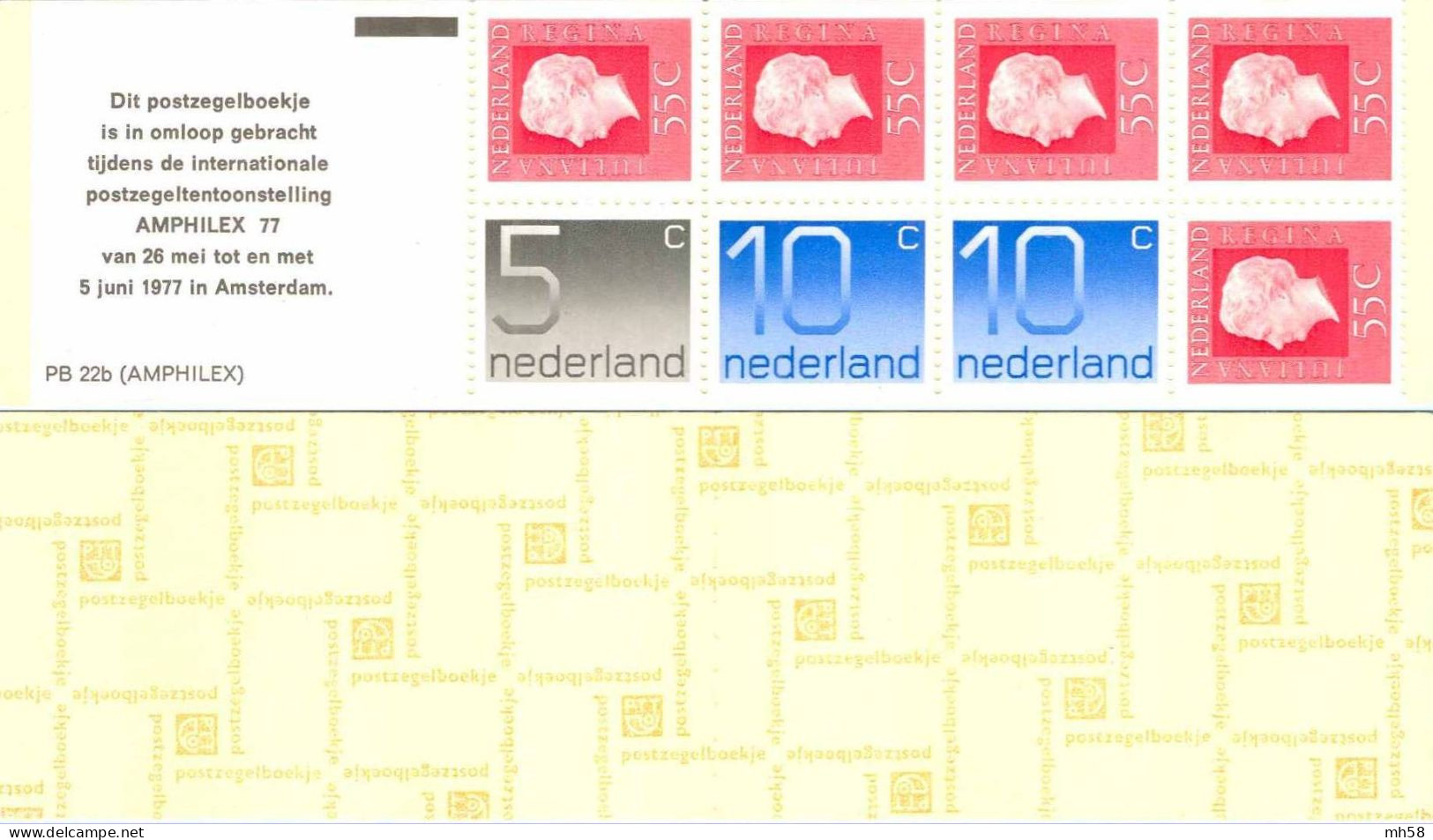 PAYS-BAS NEDERLAND 1976 Carnet / Booklet / MH Indice PB 22b (AMPHILEX) 2 G Chiffre / Juliana - YT C 1042b II / MI MH 23 - Carnets Et Roulettes