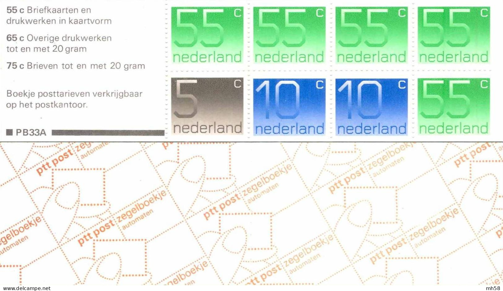 PAYS-BAS NEDERLAND 1986 - Carnet / Booklet / MH Indice PB33A - 3 G Chiffre - YT C 1153b / MI MH 34 - Carnets Et Roulettes