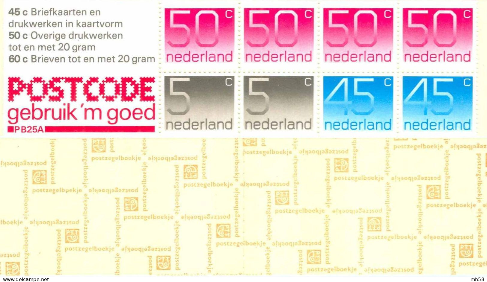 PAYS-BAS NEDERLAND 1980 - Carnet / Booklet / MH Indice PB25A - 3 G Chiffre - YT C 1104b / MI MH 26 - Carnets Et Roulettes