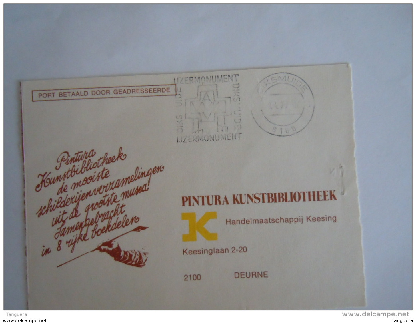 Belgie Belgique Marcophilie 1977 Vlagstempel Diksmuide Ijzermonument - Targhette