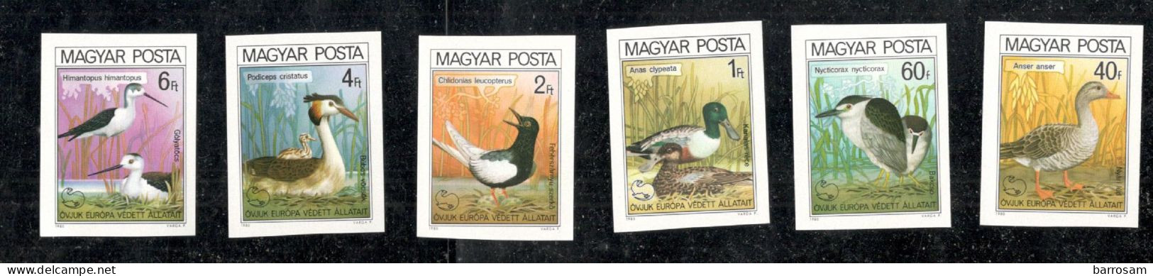 HUNGARY......1980:Michel3451-6B BIRDS(imperfs) Cat.Value35€ - Neufs