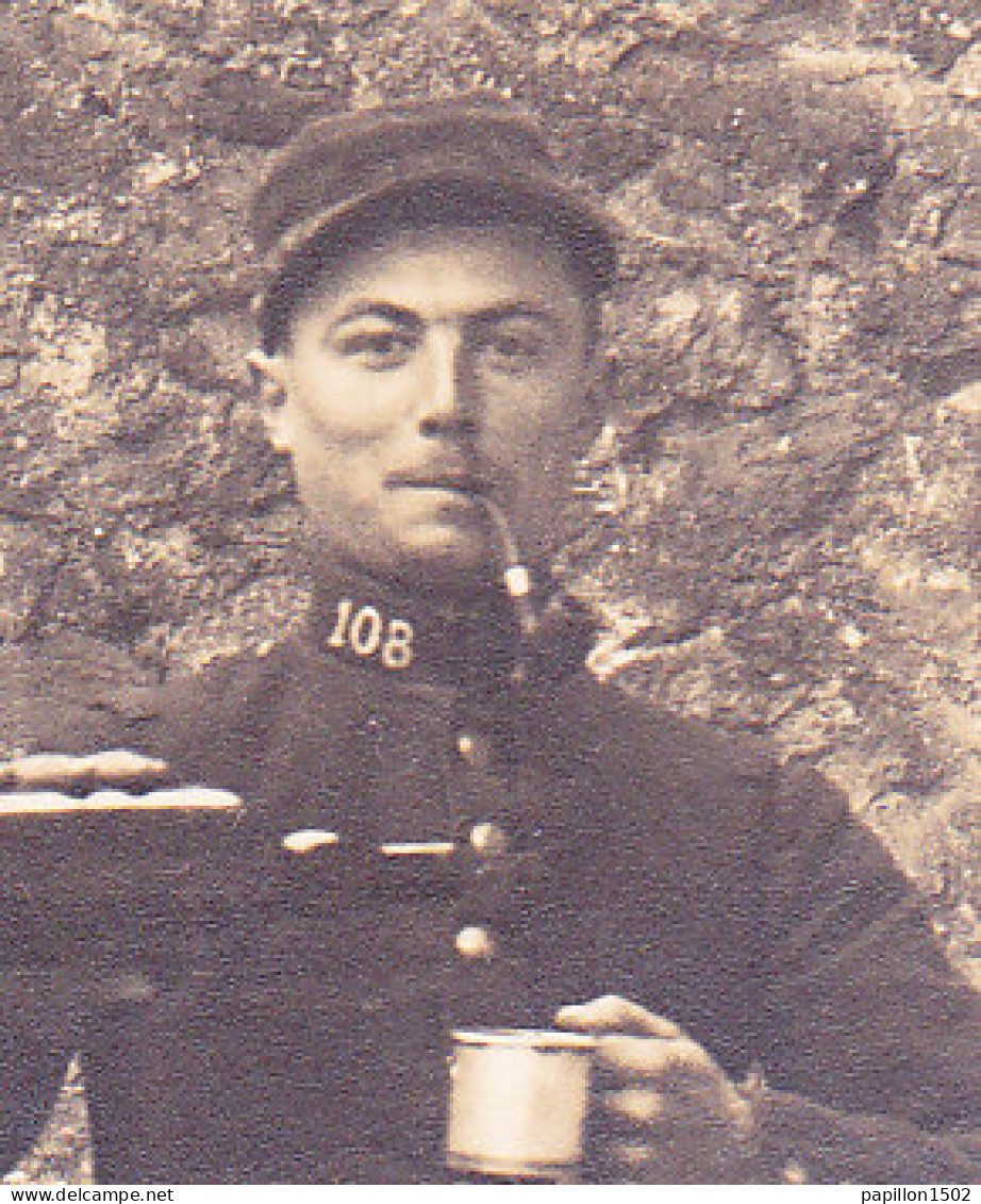 Milit Uniforme-14PH24 Carte Photo, Un Militaire Col N° 108, Cpa BE - Uniforms