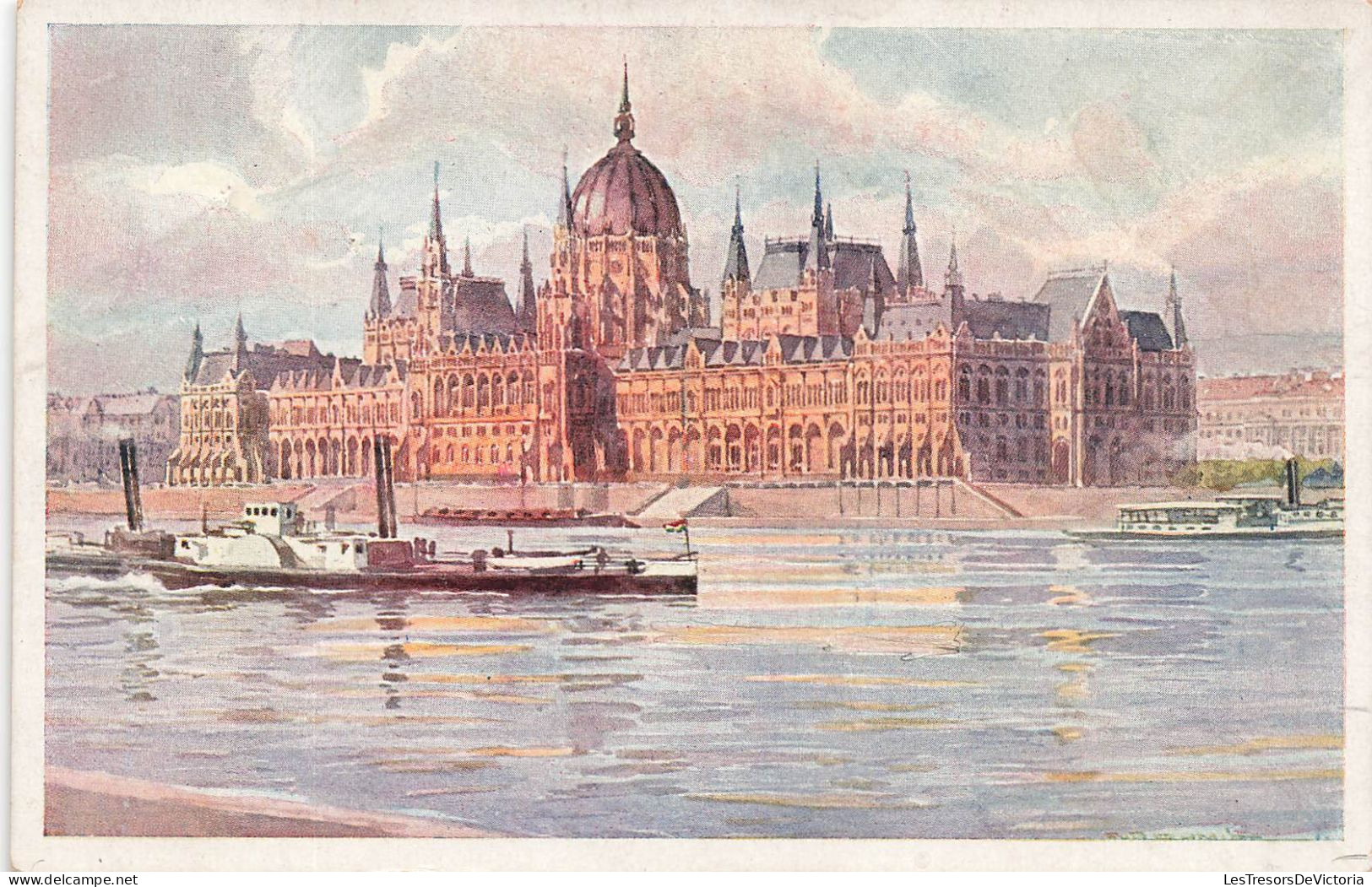 HONGRIE - Budapest - Orszachaz - Erste K K Priv - Donau Dampfschiffahrts Gesellschaft - Colorisé- Carte Postale Ancienne - Hongrie