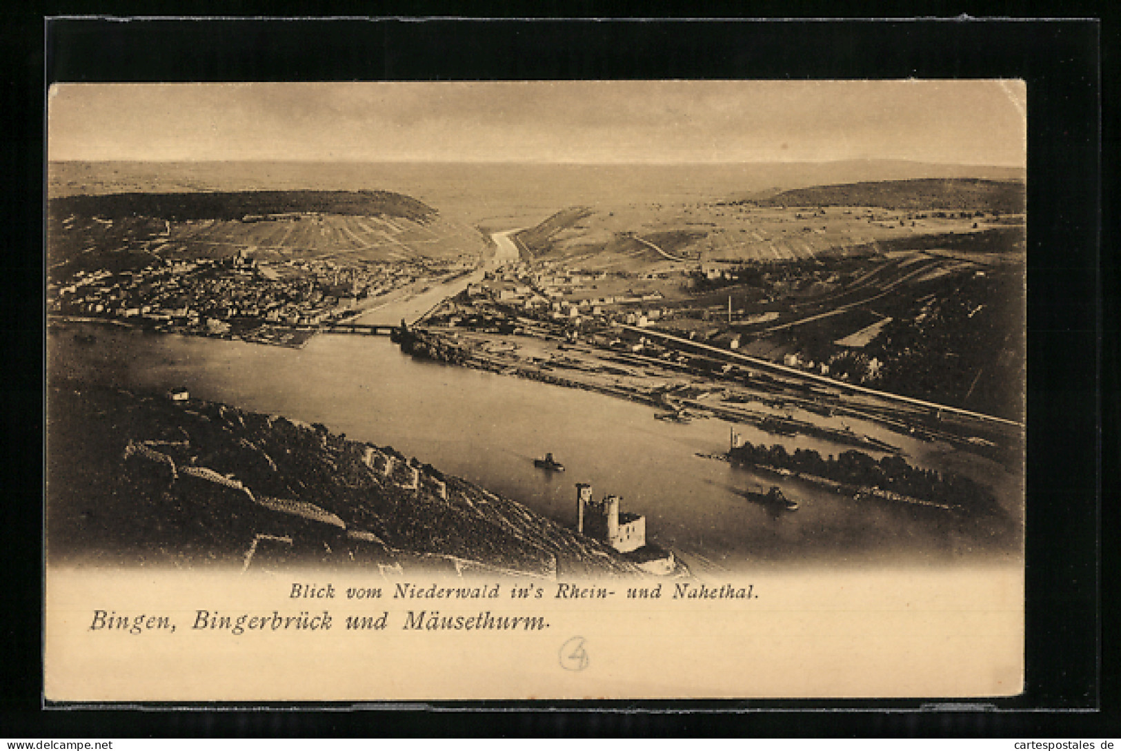 AK Bingen-Bingerbrück, Blick Vom Niederwald In`s Rhein- Und Nahetal & Mäuseturm  - Bingen