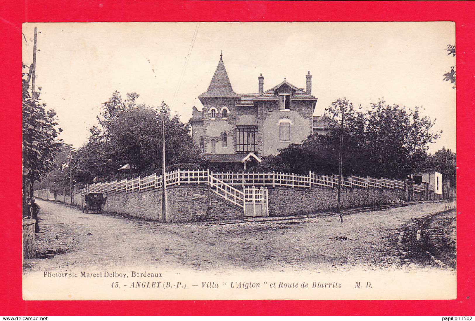 F-64-Anglet-143PA1  La Villa "L'Aiglon" Et La Route De Biarritz, Cpa BE - Anglet