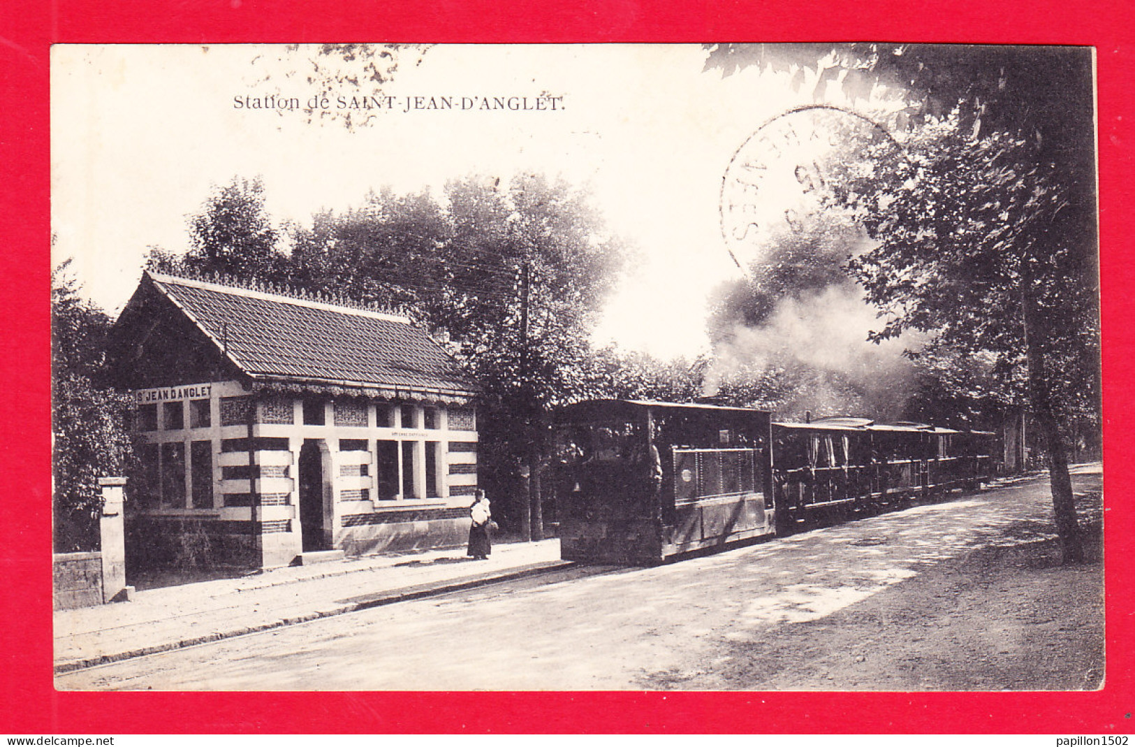 F-64-Anglet-99PA1 La Station De Saint Jean D'Anglet, Au Premier Plan Le Train, Cpa (carte Retaillée) - Anglet