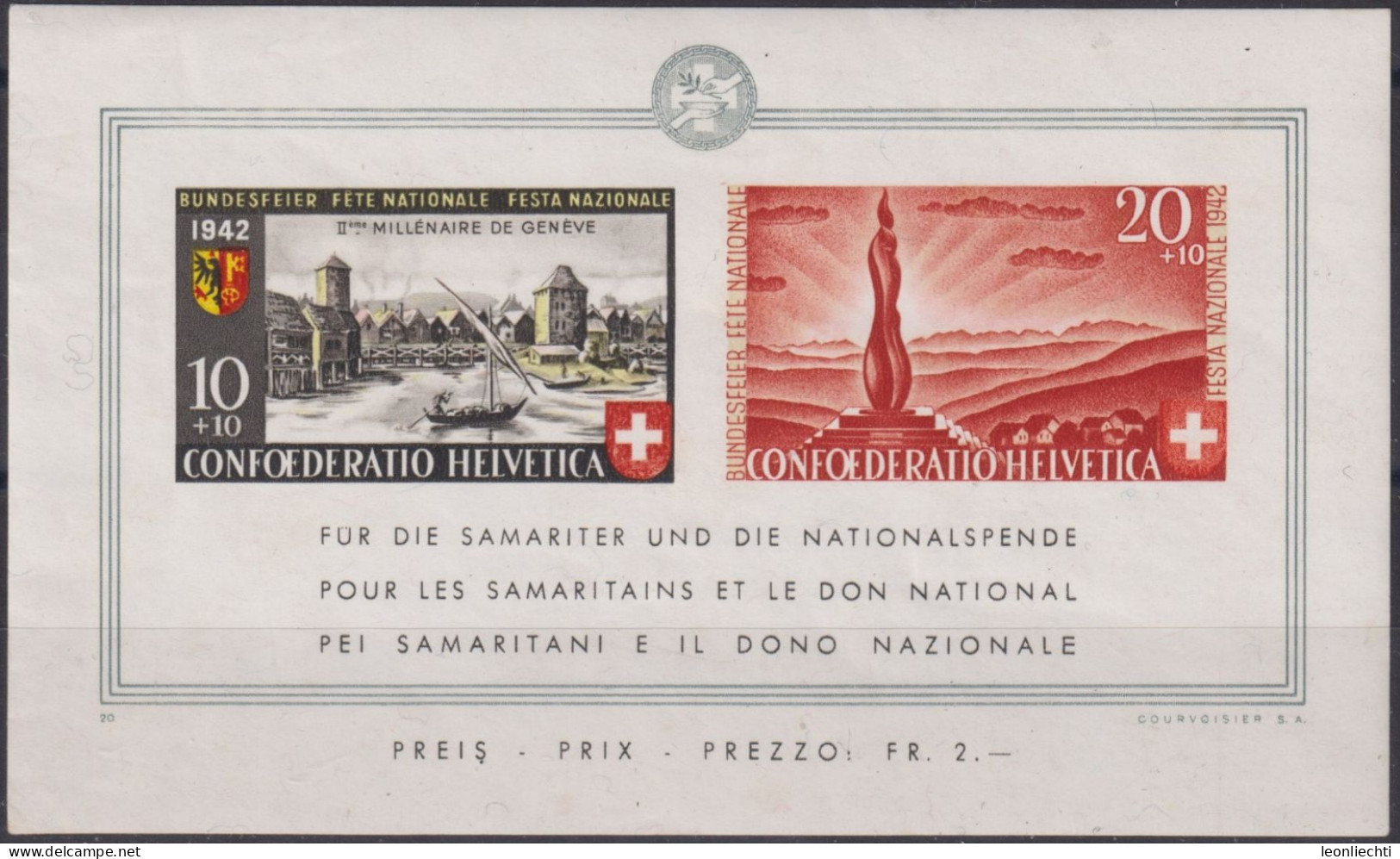 1942  Schweiz / Pro Patria ** Zum:CH B19, Mi:CH BL7,Yt:CH BF7, Bundesfeierblock II (N°. 20 ) - Ungebraucht