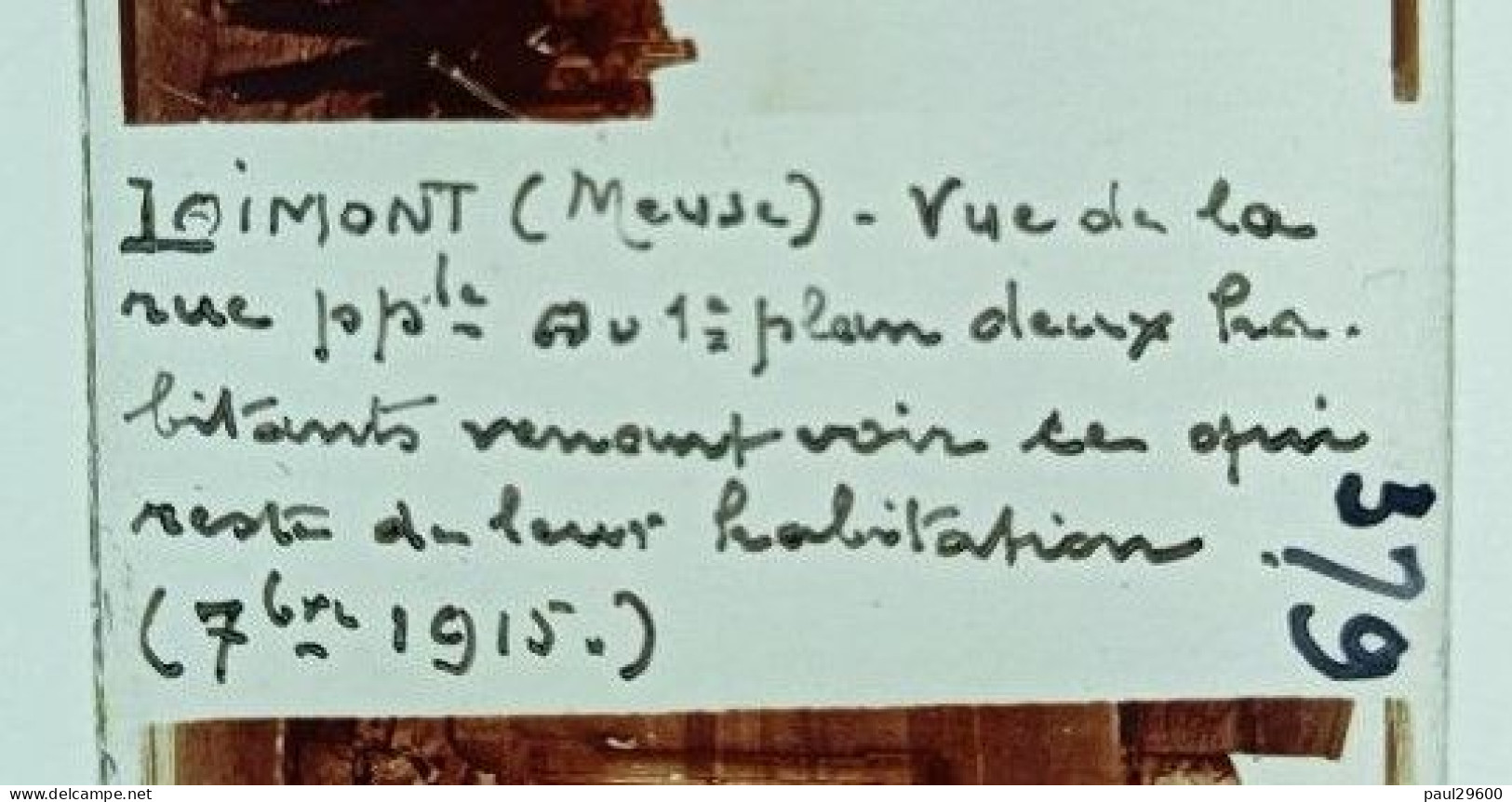 Photo Sur Plaque De Verre, Guerre 14/18, Meuse, Laimont, Rue Principale, Bombardement, Ruines, Habitants, Maison, 1915 - Diapositiva Su Vetro