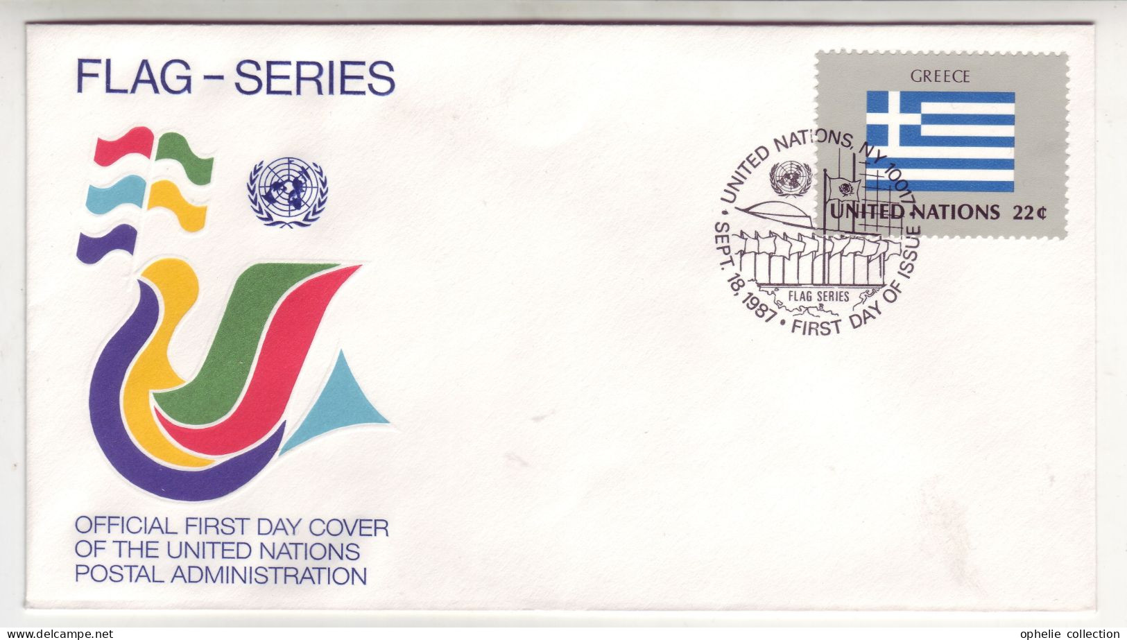 Amérique - Nations Unies - New-York - FDC - Flag Series - Greece - 18/09/87 -  M320 - Oblitérés