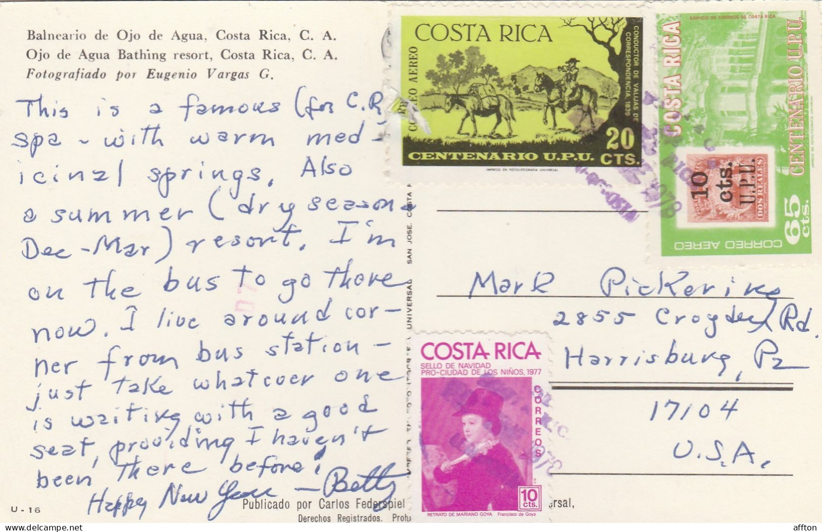 Costa Rica Old Postcard Mailed - Costa Rica