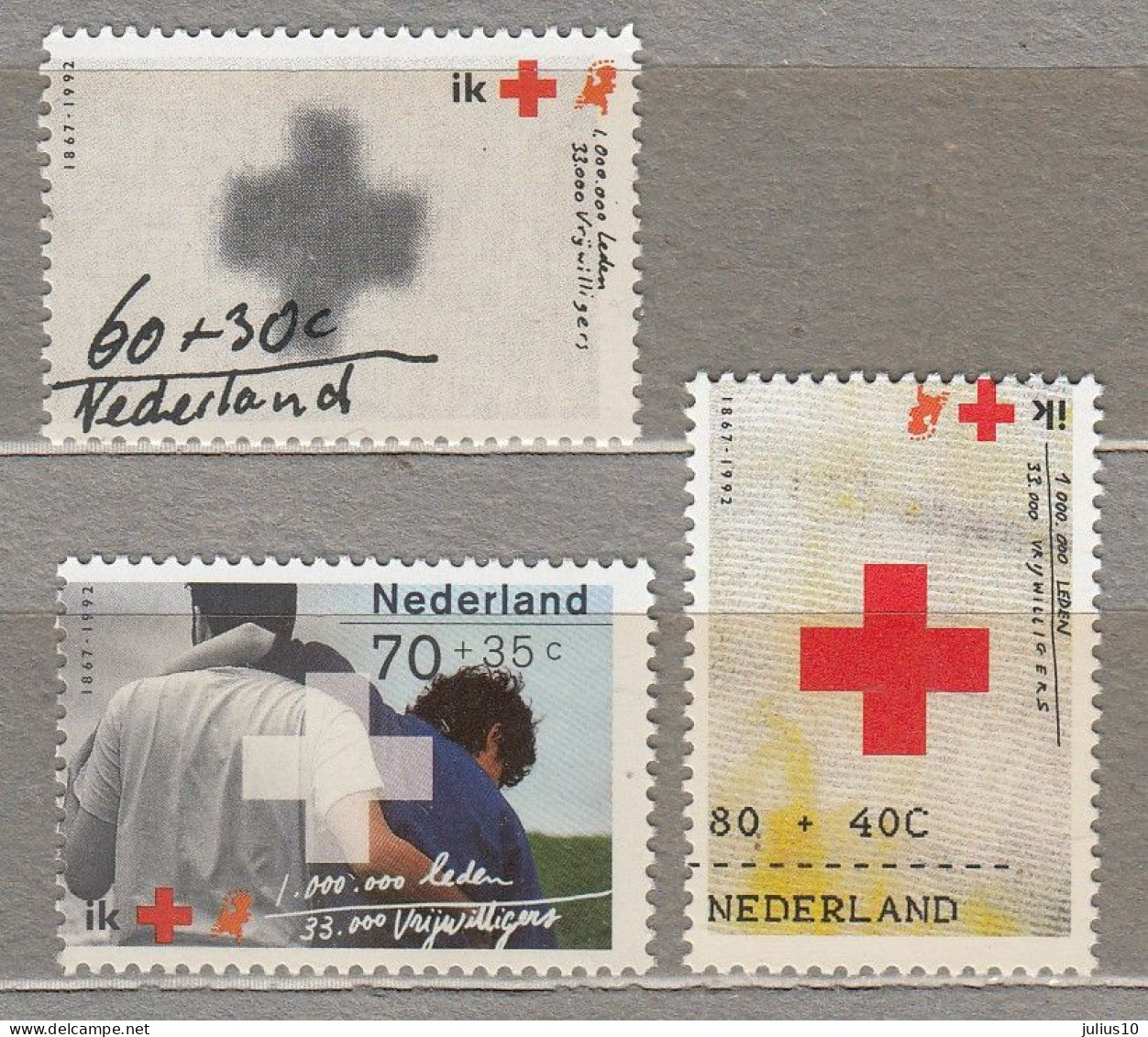 Red Cross 1992 Netherlands MNH(**) Mi 1446-1448 #34136 - Neufs