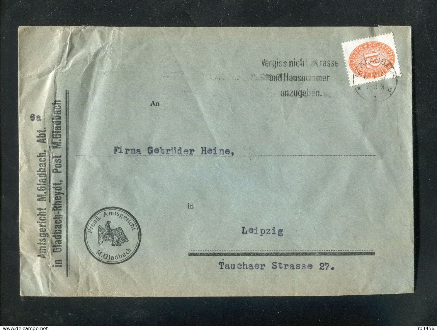 "DEUTSCHES REICH" 1932, Dienstbrief Ex Amtsgericht M.Gladbach Nach Leipzig (R1056) - Dienstzegels