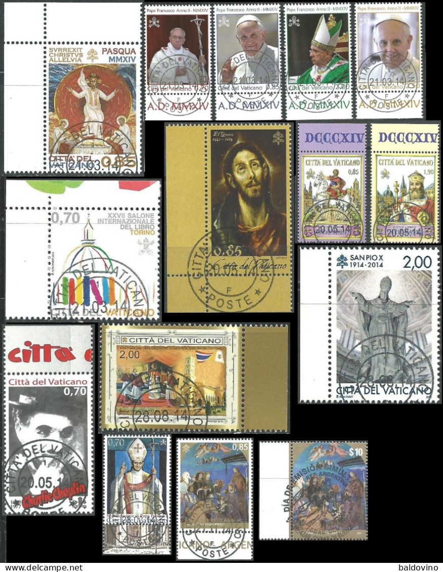 Vaticano 2014 Lotto 15 Valori Annullo 1° Giorno - Used Stamps