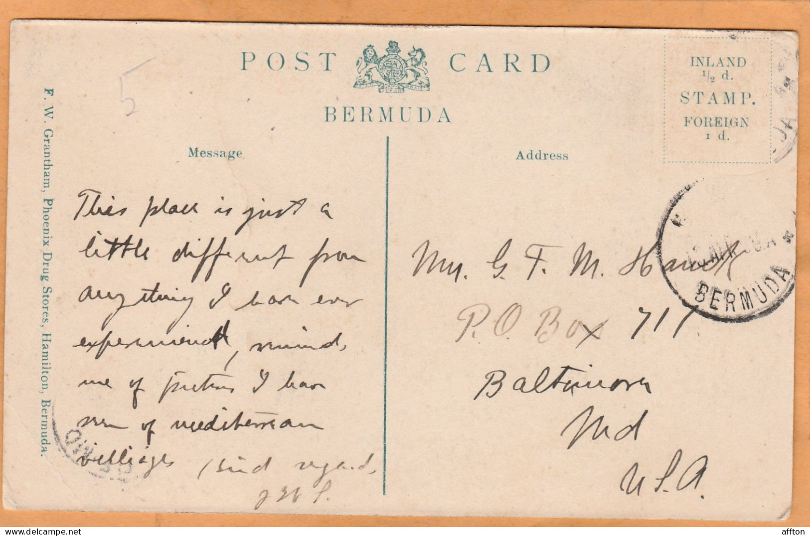Bermuda 1906 Postcard - Bermudes