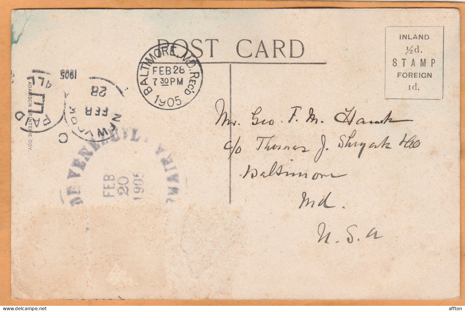 Trinidad BWI 1905 Postcard - Trinidad