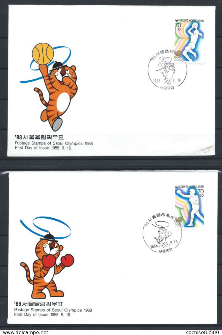 Corée Du Sud - FDC 16/09/1985 Des N°1285/86 - J.O De Séoul 1988 - Korea (Zuid)