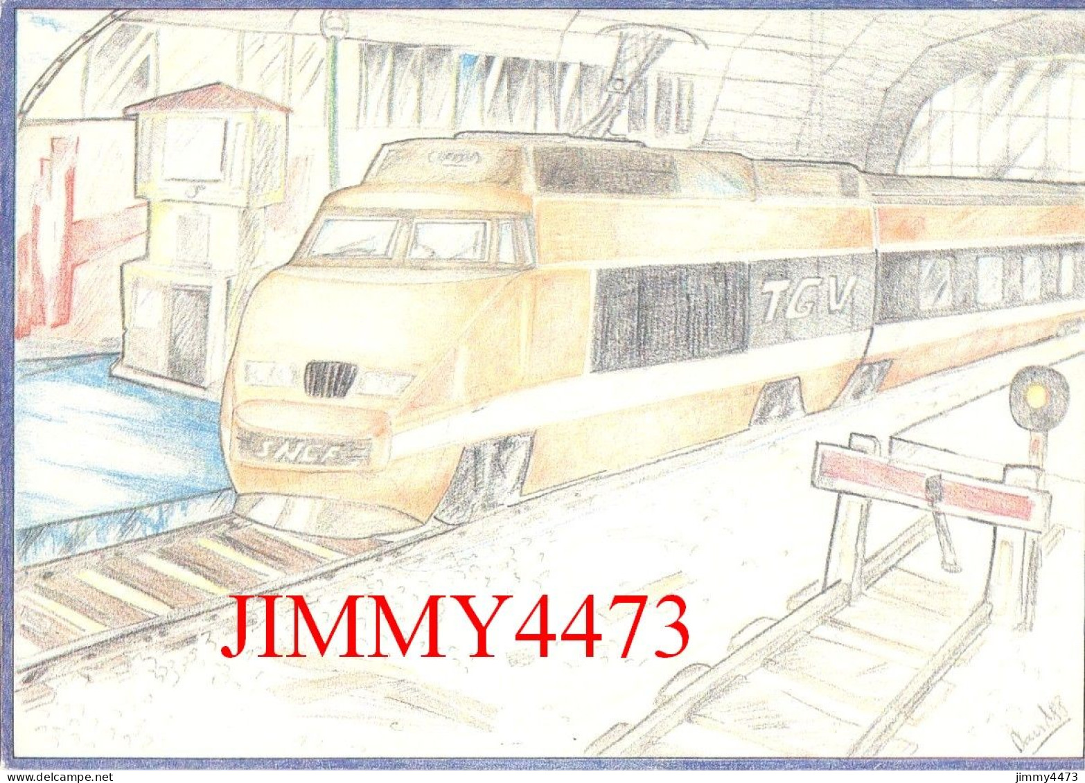 CPM - T.G.V. En Gare De Lyon-Perrache - Illustrateur D.P. David - Edit. Des Escargophiles - Estaciones Con Trenes