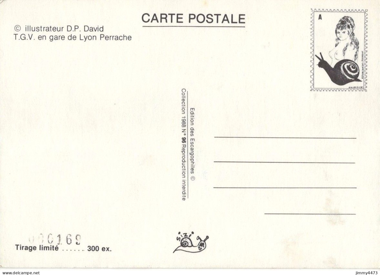 CPM - T.G.V. En Gare De Lyon-Perrache - Illustrateur D.P. David - Edit. Des Escargophiles - Stazioni Con Treni