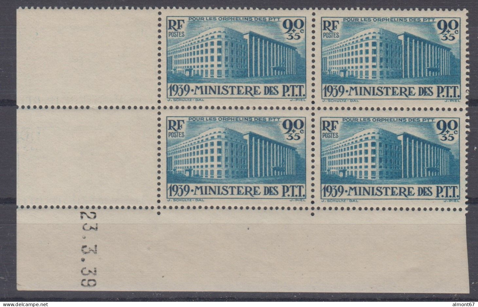France  N° 424 Coin Daté   * *  - Cote  :  240 € - 1930-1939
