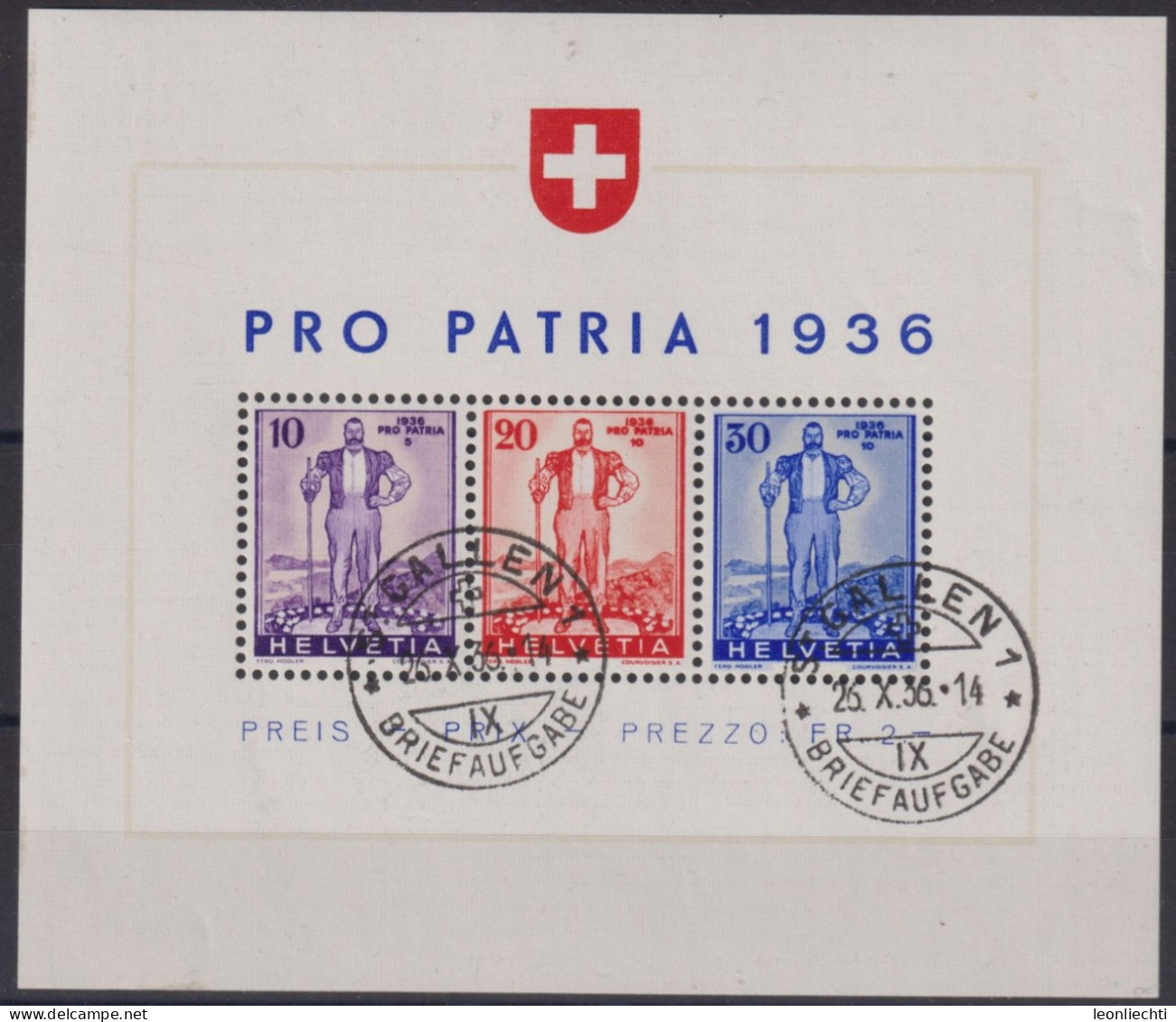 1936  Schweiz / Pro Patria ° Zum:CH W8, Mi:CH BL2,Yt:CH BF2, Eidgenössische Wehranleihe - Used Stamps