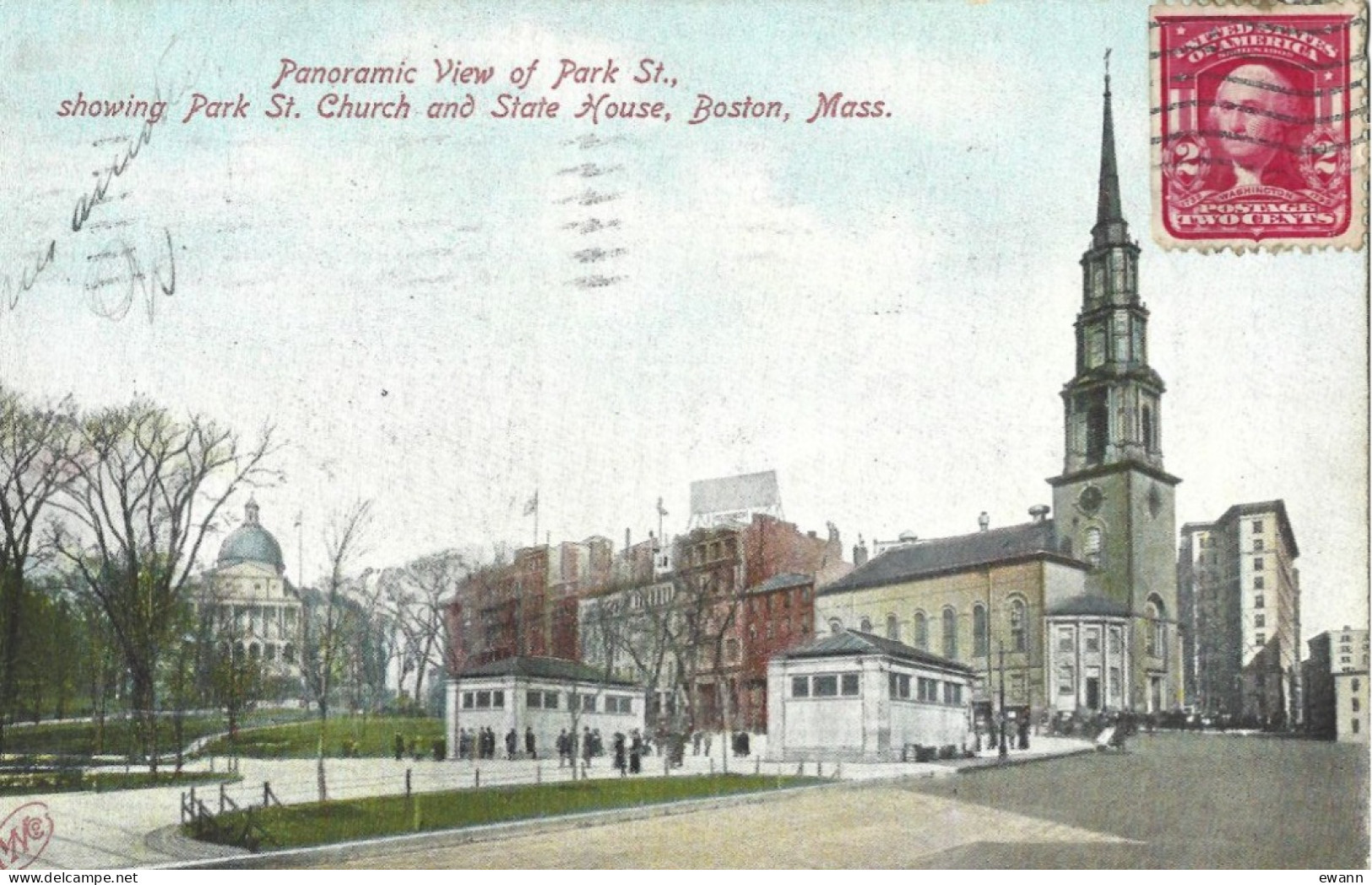 Etats-Unis - CPA - Panoramic View Of Park St., Showing Park St.Church And State House, Boston, Mass. - Boston