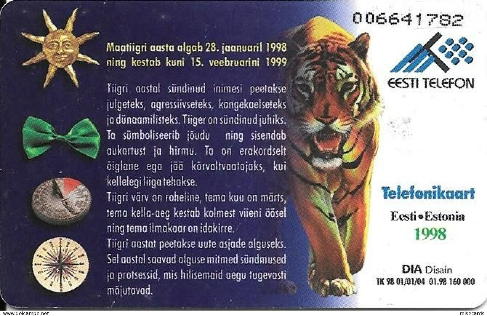 Estonia: Eesti Telefon  1998 Maatiigri Aasta - Lion - Estland