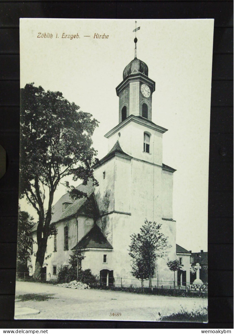 DR:  Ansichtskarte Von Zöblitz I. Erzgeb., Kirche - Nicht Gelaufen, Um 1926 - Zoeblitz