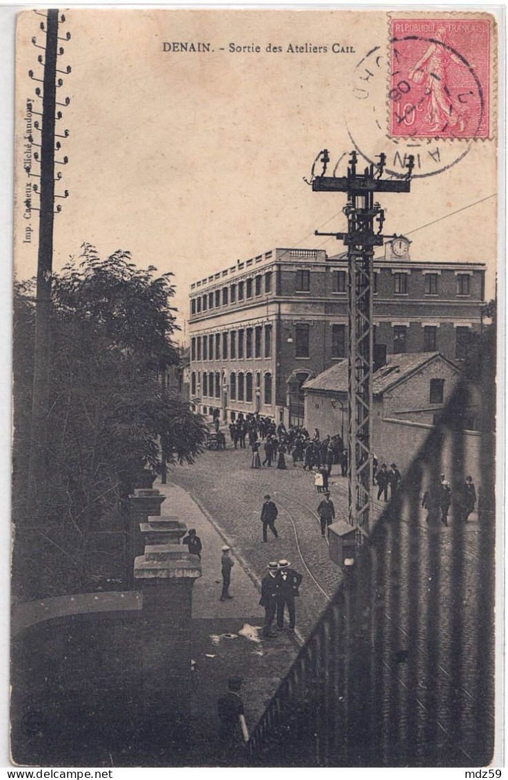 Denain 59, CPA Circulée, Sortie Des Ateliers Cail, Très Bon état - Denain