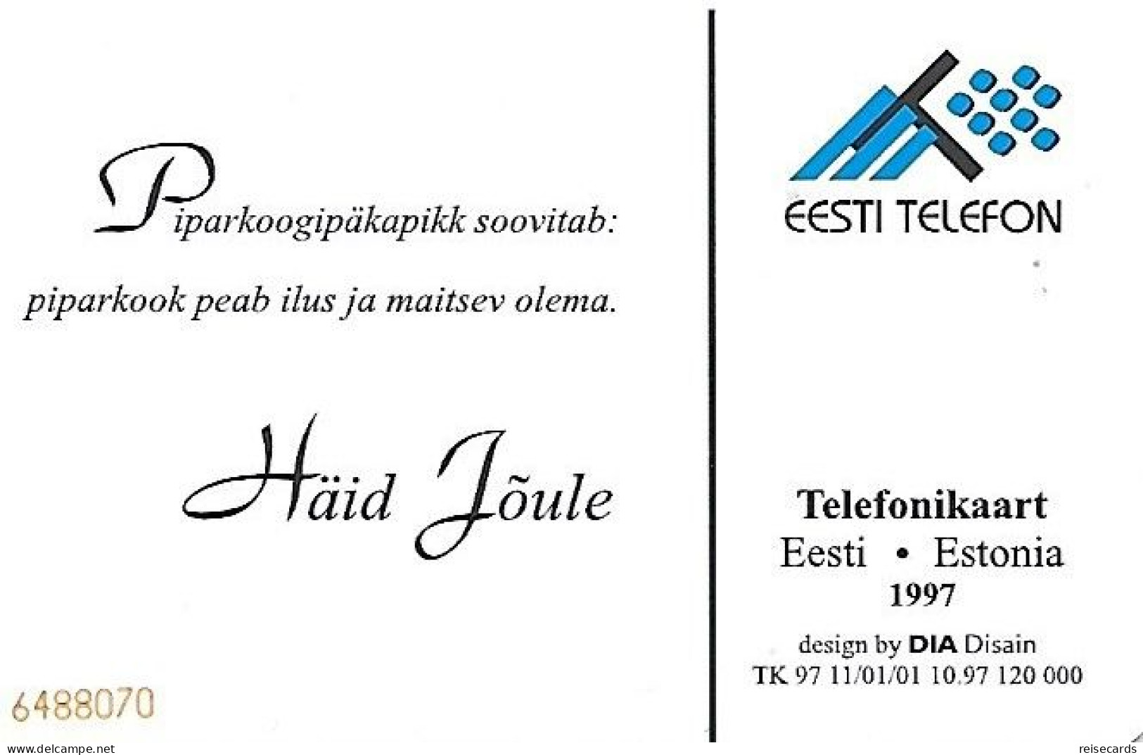 Estonia: Eesti Telefon 1997 Häid Jõule - Christmas - Estonia