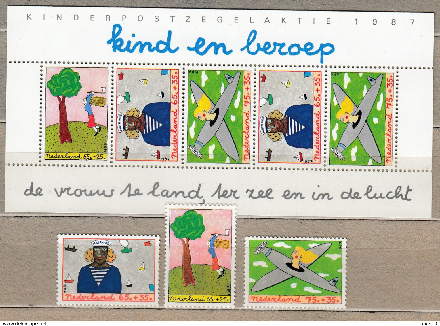 Children 1987 Netherlands MNH(**) Mi 1328-1330 Bl30 #34141 - Unused Stamps