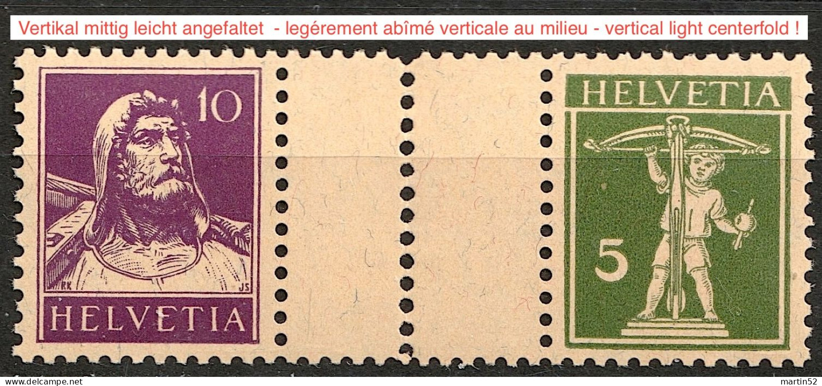 Schweiz Suisse 1930: Steg-Paar "Pont" Gutter-pair Zu S42 Mi WZ29xC * Falzspur Avec Charnière MLH (Zu CHF 110.00 -50%) - Se-Tenant