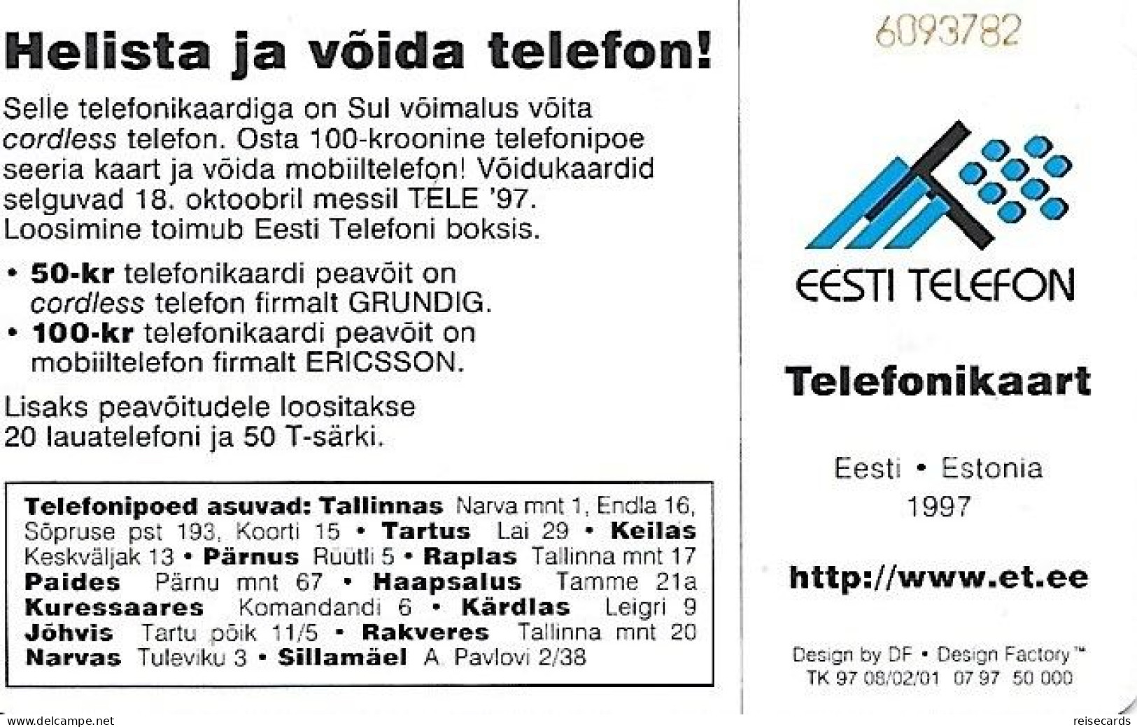 Estonia: Eesti Telefon 1997 Red Car - Estonia