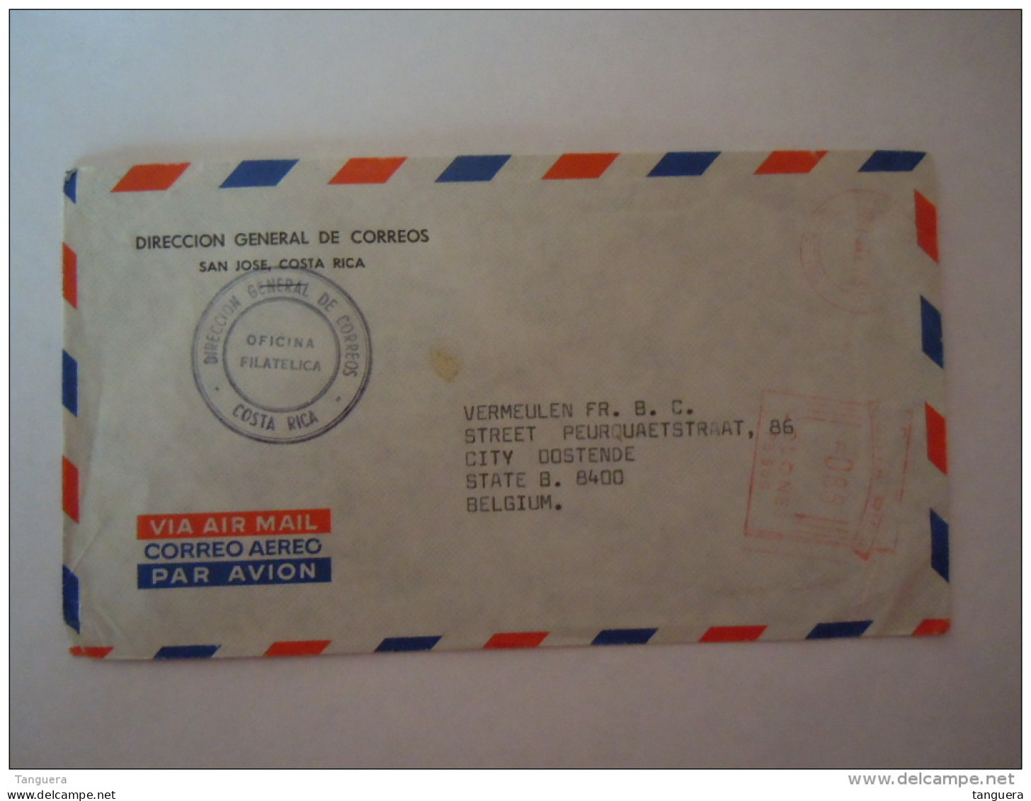 Costa Rica  Lettre Cover Correos To Oostende Belgium - Costa Rica