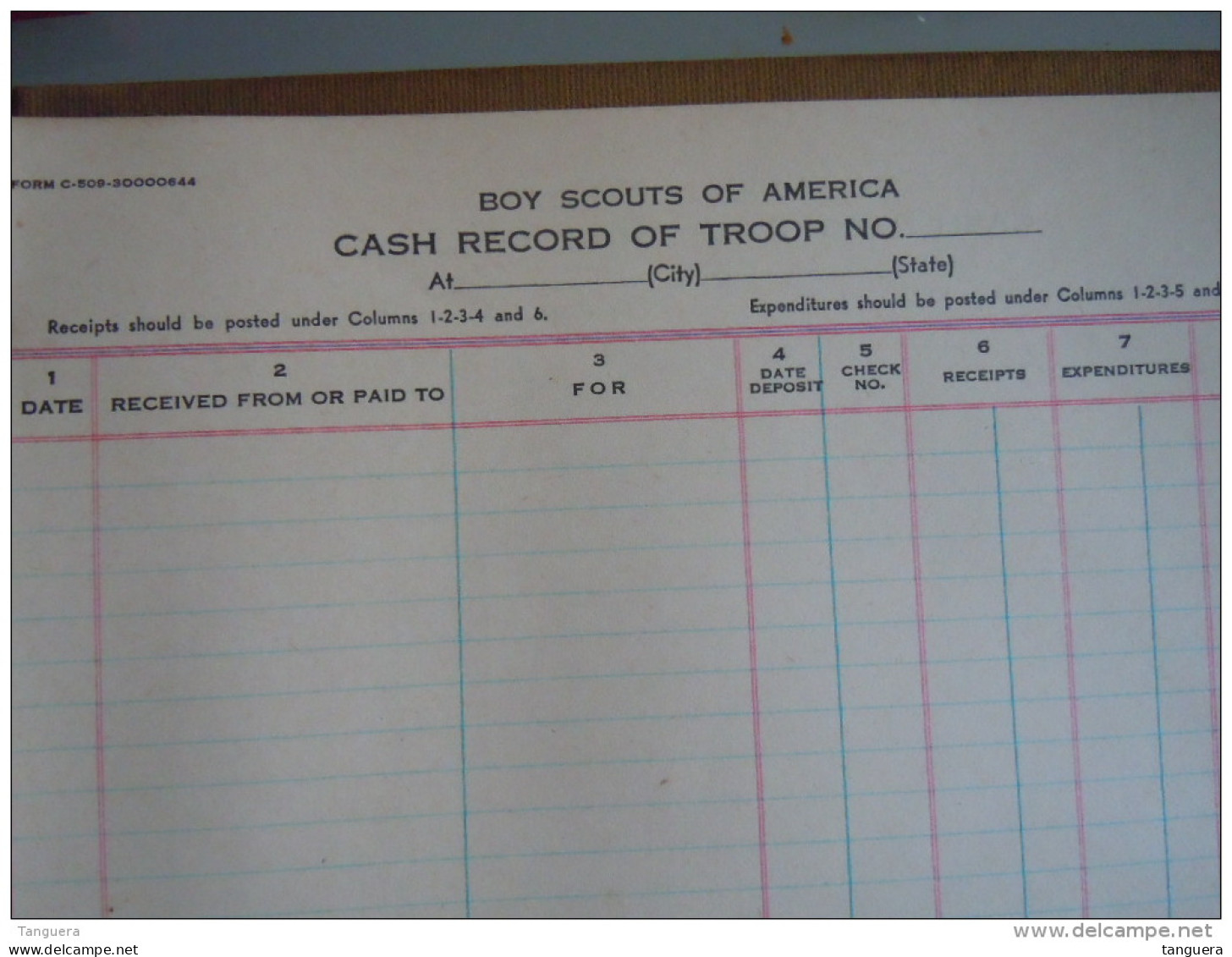 Classeur TROOP RECORDS BOY SCOUTS OF AMERICA  Avec 11 Intercalaire &amp; 2 Feuilles Cash Record Non Utilsé - Movimiento Scout