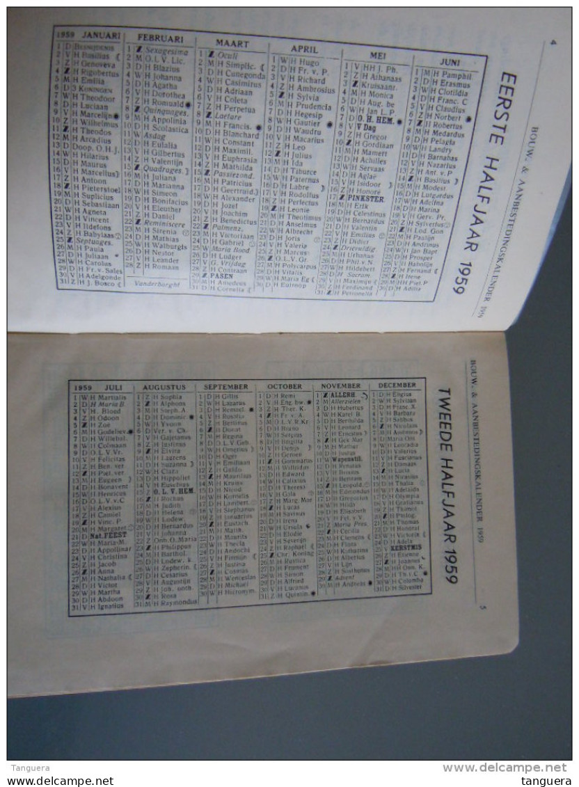 Vlaamse Bouw-en Aanbestedingskalender 1959 Uitgave De Bouwkroniek Brussel Agenda Du Batiment Et Des Adjudications - Practical