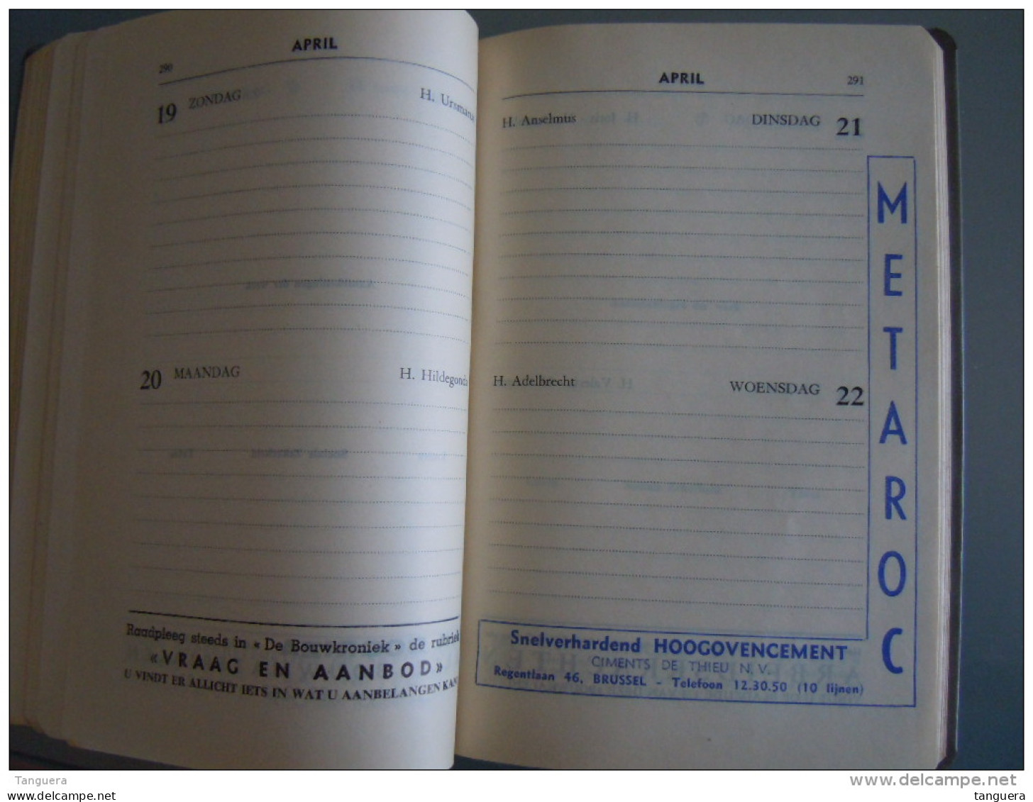 Vlaamse bouw-en aanbestedingskalender 1959 Uitgave de bouwkroniek Brussel Agenda du batiment et des adjudications