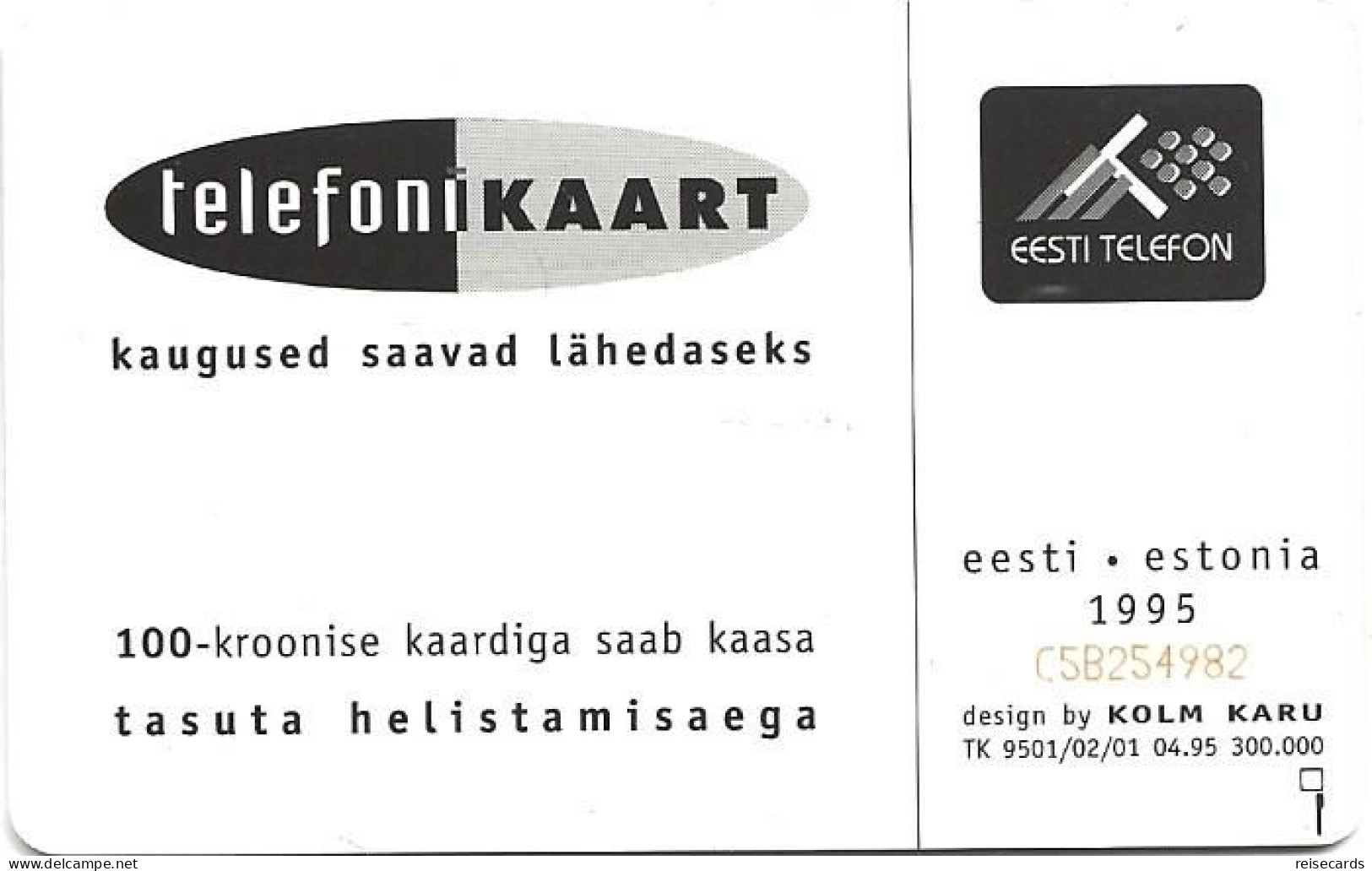 Estonia: Eesti Telefon 1995 Designer Kolm Karu - Estland