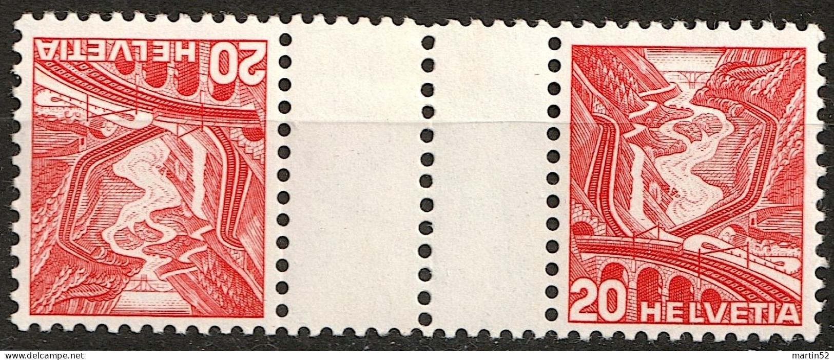 Schweiz Suisse 1937: GOTTHARD Zwischensteg Pont Gutter-pair Zu S49Ay Mi KZ11xC * Falz Trace MLH (Zu CHF 43.00 -50%) - Tête-bêche