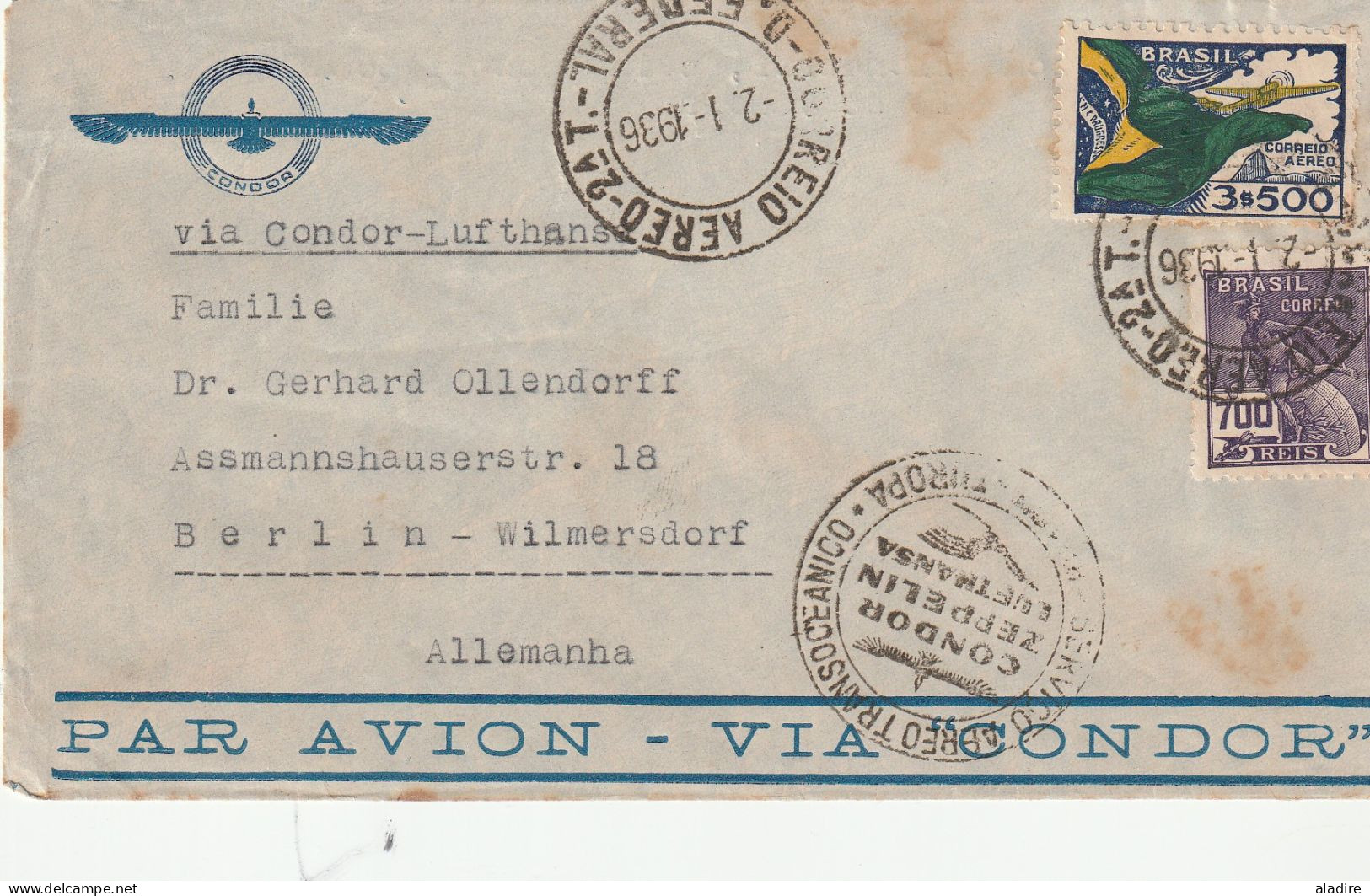 1928/1950 - POSTE AERIENNE - Collection de 19 enveloppes PAR AVION Via Aerea condor aeropostale pan air air france varig