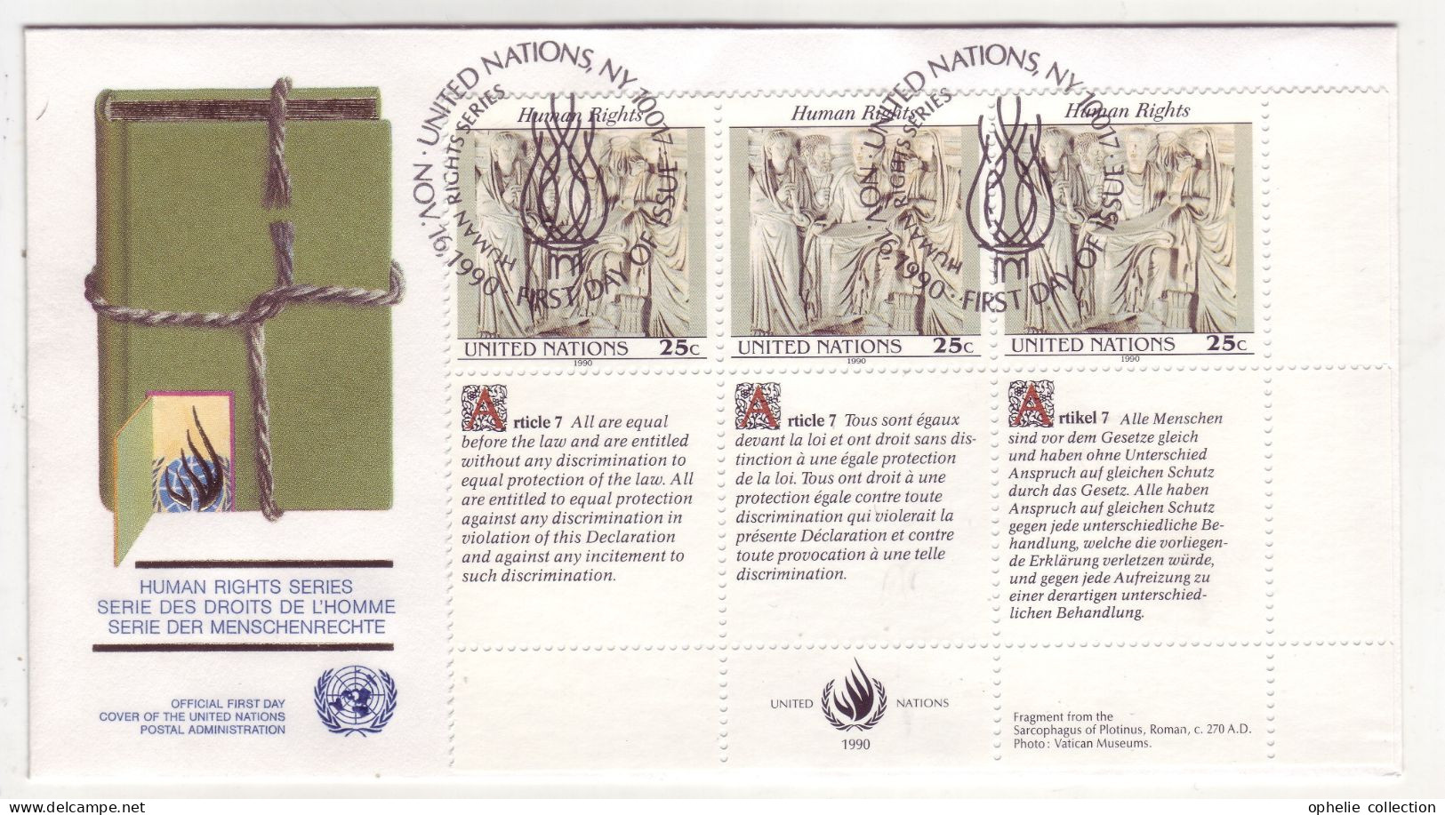 Nations Unies - New-York FDC - Serie Des Droits De L'Homme - 16/11/1990 -  M330 - Usados