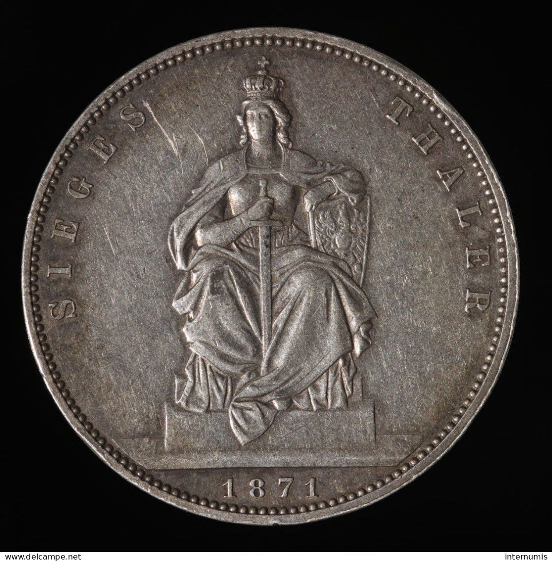  Allemagne / Germany, William I, 1 Thaler, 1871, Berlin, Argent (Silver), TTB+ (AU),
AKS# 118, KM#500 - Taler Et Doppeltaler