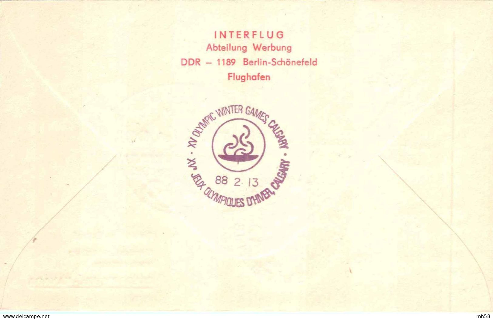 ALLEMAGNE RDA DDR GERMANY 1988 - Interflug Calgary - Jeux Olympiques Hiver Olympische Winterspiele Olympic Winter Games - Invierno 1988: Calgary